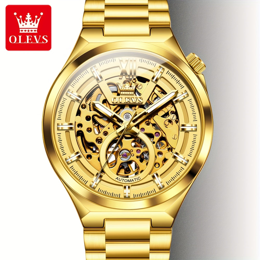 OLVES Stainless Steel Automatic Mechanical Watches For Men Luxury Top Brand Business Fashion Men'S Watches New Trend Classic Original High Quality Best Selling Men'S Wrist Watches, Without Battery