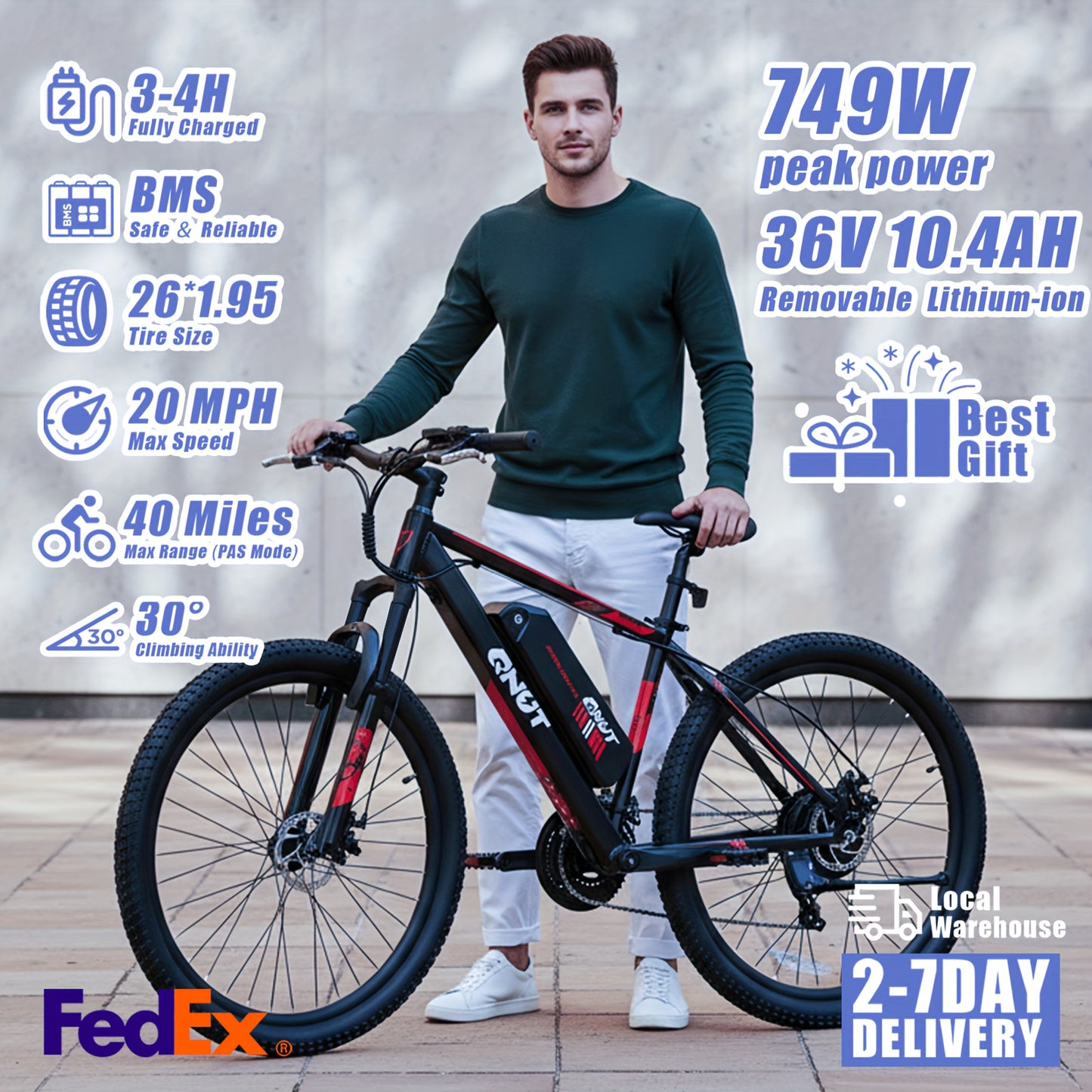 Victor 26" Electric Bike for Adults, Electric Mountain Bike with 36V 10.4Ah Removable Battery, Cheap And E-Bike for Men & Women, Suitable for Commuting Exercise, Meeting Complex Terrain Riding Needs And Enjoying Leisure Time
