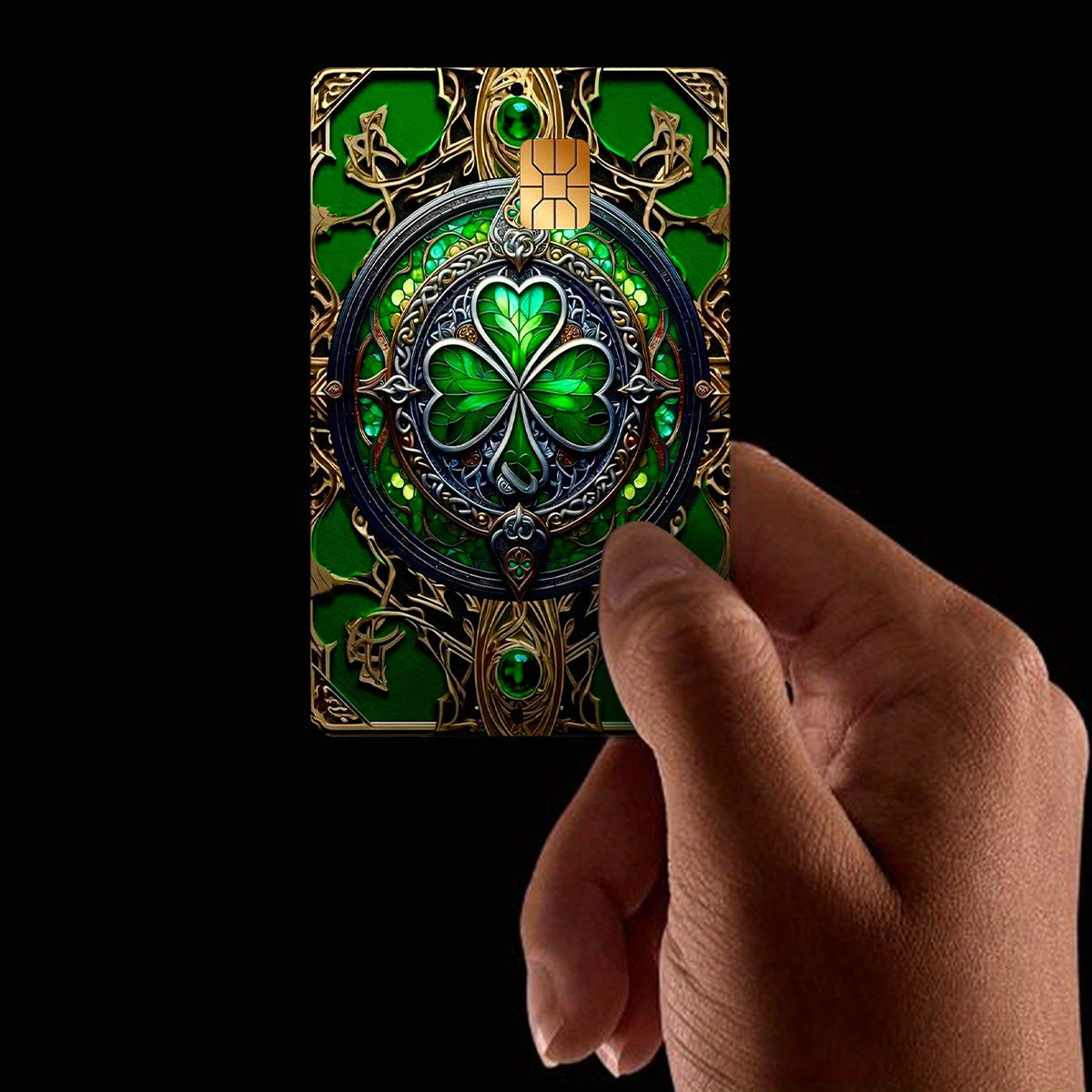 2pcs Lucky Clover Card Skins - Elegant Four-Leaf Clover design with Green & Golden, Scratch-Proof Privacy Protection, Matte - Compatible with Credit/Debit/Bank Cards, ID Badges, Transit Passes - Ideal for Everyday use or Gift