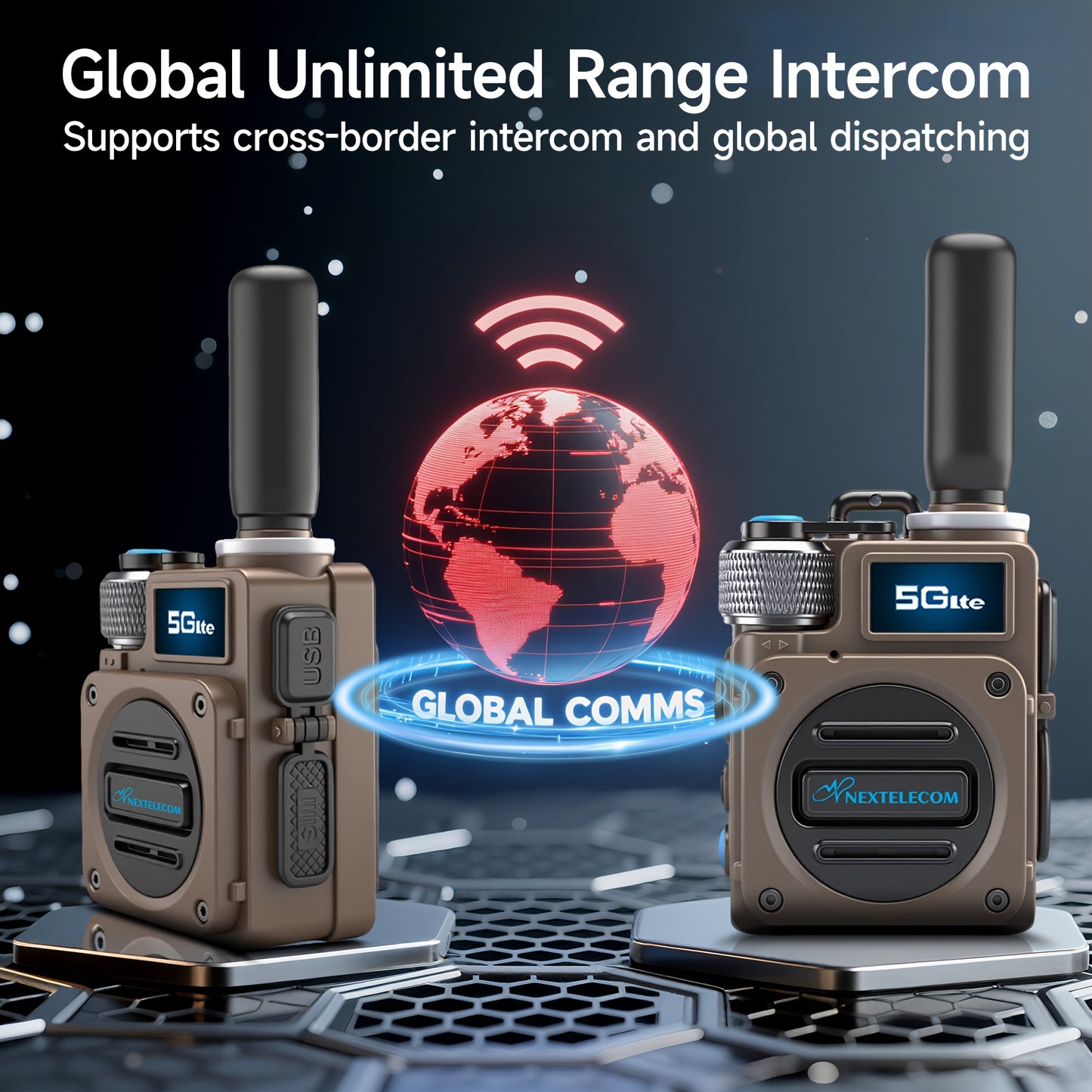 G6S Global POC Walkie-Talkie - Ultra Long Range, 5000+ Miles, Two-Way Radio With SIM Card, Multi-Function Walkie-Talkie, Clear Communication, Aluminum Alloy, Khaki, Great For Outdoor Adventures And Professional Use