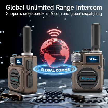 G6S Global POC Walkie-Talkie - Ultra Long Range, 5000+ Miles, Two-Way Radio With SIM Card, Multi-Function Walkie-Talkie, Clear Communication, Aluminum Alloy, Khaki, Great For Outdoor Adventures And Professional Use