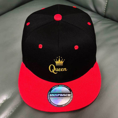 Black Snapback Hat with Crown & Queen Design - Lightweight Polyester, Adjustable Fit for Music Festivals, Travel & Outdoor Activities, Festival Headwear | Crown Graphic Cap | Durable Headgear, Festival Accessories
