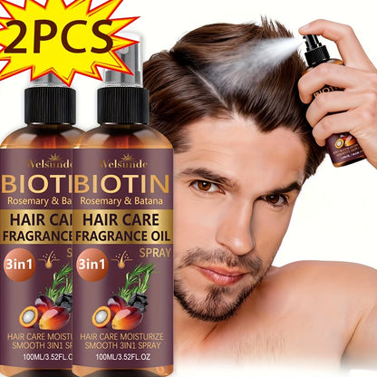 Set of 2 No-Rinse Hair Serum Oil Sprays Featuring Batana And Rosemary, Designed for Quick Volumizing, Smoothing, And Frizz Management. Eliminate Dryness And Split Ends While Providing Heat Protection, Addressing Various Hair