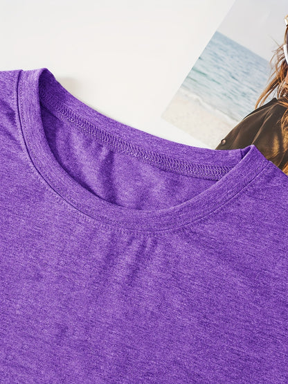 Mom Grandma Print Crew Neck T-shirt, Casual Short Sleeve Top For Spring & Summer, Women's Clothing