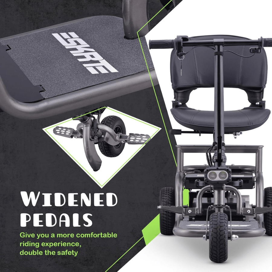 New Arrival- Portable 3-Wheel Electric Mobility Scooter | Lightweight & Foldable | 300lb Capacity | LED Lights | Rotatable Seat | Perfect for Seniors & Adults | Black/Red