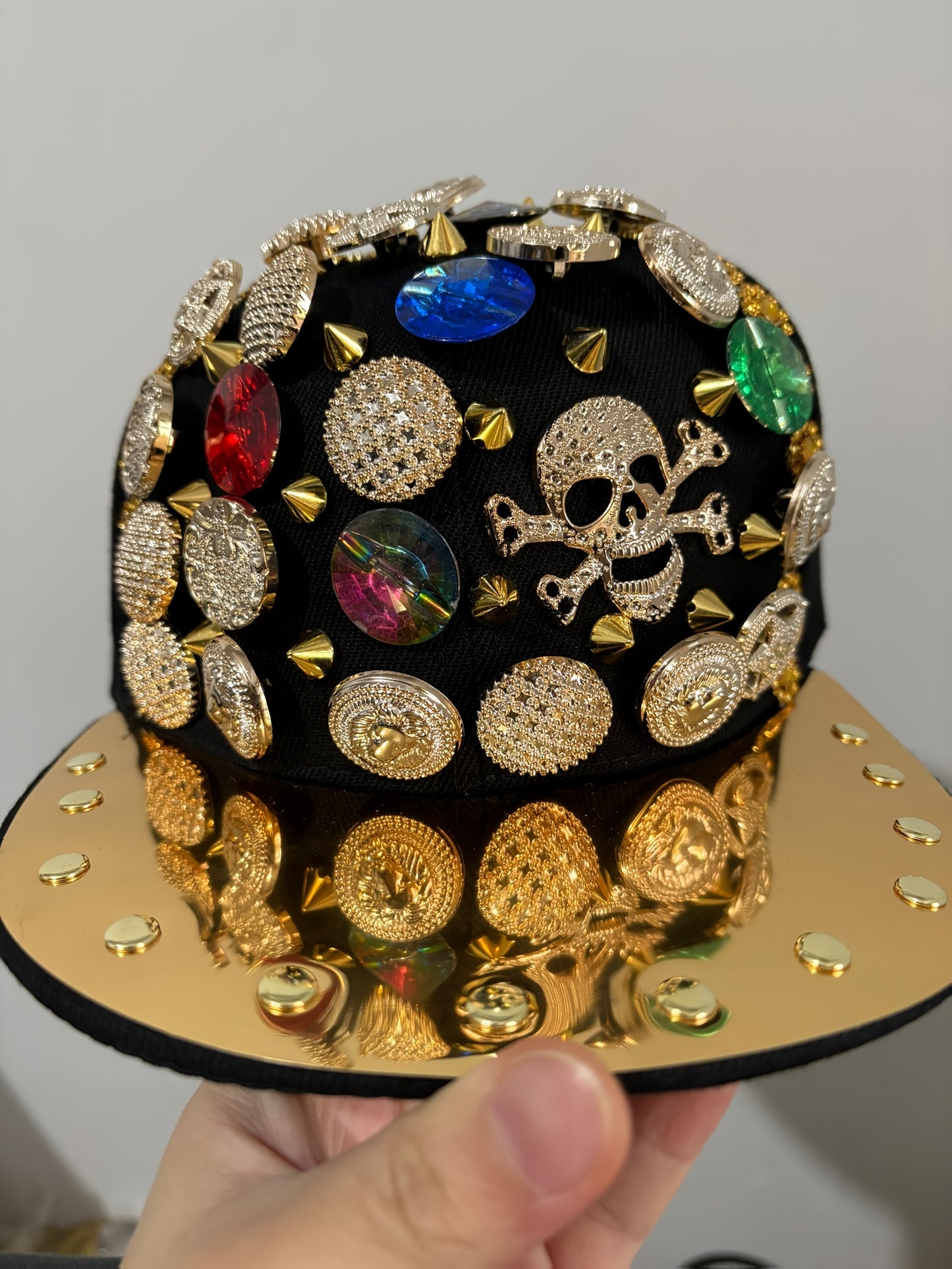 Unisex Stylish Rhinestone "KING" Baseball Cap - Lightweight Polyester, Black with Sparkling Embellishments, Perfect for Casual Outings and Parties, Statement Fashion | Edgy Baseball Cap | Metallic Accents