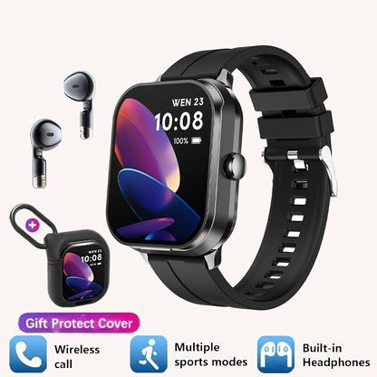 NEW Smart Watch 2025, Smartwatch with Earbuds, Earphones and Watches 2-in-1, Message Reminder, Wireless Calling, Indoor and Outdoor Sports Tracker, Alarm Clock, Stopwatch, Calculator, Voice Assistant, Smart Watches for Androi