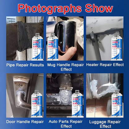 100g Heavy Duty Casting Glue | 2-IN-1 Liquid Welding Glue High Strength Glue Includes Frosted Paper, Thrust Rod & Mixing Stick | Oilproof Metal Glue for Metal | Metal Casting Adhesive, Castor Glue, Super Epoxies Glue, AB Glue