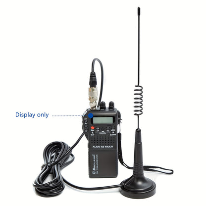 13-Inch Long Range 27MHz CB Radio Antenna with PL-259 BNC Adaptor & Magnetic Mount - High-Gain 27MHz Frequency, Durable Black Design for Midland, Cobra, Uniden, Anytone Truck Radios - Portable Handheld Antenna for Enhanced Si
