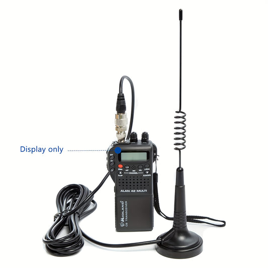 13-Inch Long Range 27MHz CB Radio Antenna with PL-259 BNC Adaptor & Magnetic Mount - High-Gain 27MHz Frequency, Durable Black Design for Midland, Cobra, Uniden, Anytone Truck Radios - Portable Handheld Antenna for Enhanced Si