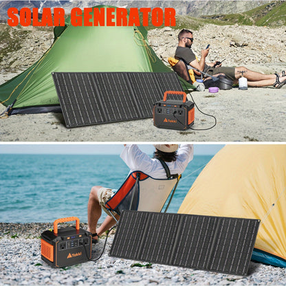 350W/150W Peak Solar Generator Portable Power Station with 40W/30W/21W Solar Panels Included, 240Wh/111Wh/88.8Wh Solar Power Bank AC DC USB Ports for Camping Tents, Emergency Outdoor Home Use, CPAP, Fans, Laptops, Emergency,