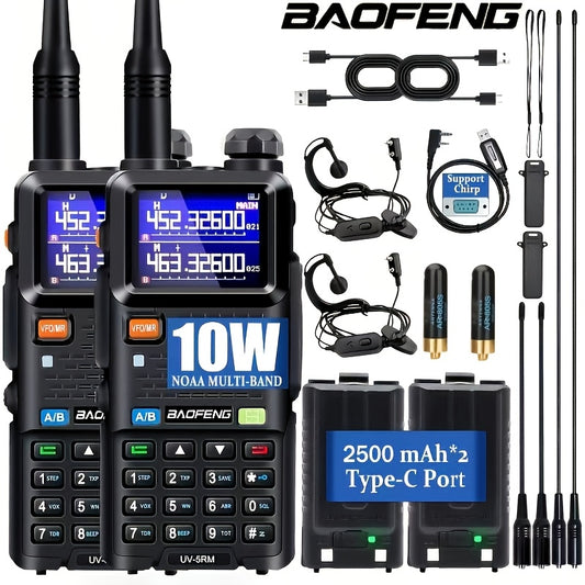 Baofeng UV-5RM Walkie-Talkie Long Distance Multi-Band Wireless Copy Frequency NOAA Portable Walkie-Talkie for Hunting