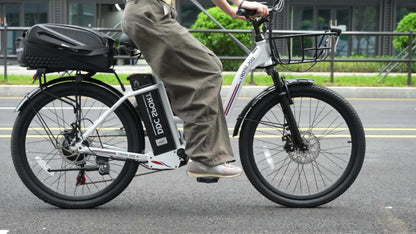 24-inch Wheels, 20-26MPH Commuter, LCD Display, 7 Speed Shift Adult Electric Bicycle, 350-500w Powerful Motor, 36V 10.4A Lithium Battery, Aluminum Alloy Body, Front Fork Shock Absorber, Headlights, Night Driving Protection, B