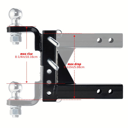 OPENROAD Adjustable Trailer Hitch Ball Mount, Fits 2-Inch Receiver, 1-Inch Hole, 7500lbs, 9-1/2" Drop/ 8-1/4" Rise Drop Hitch, Tow Hitch for Heavy Duty Truck with Stainless Steel Pins