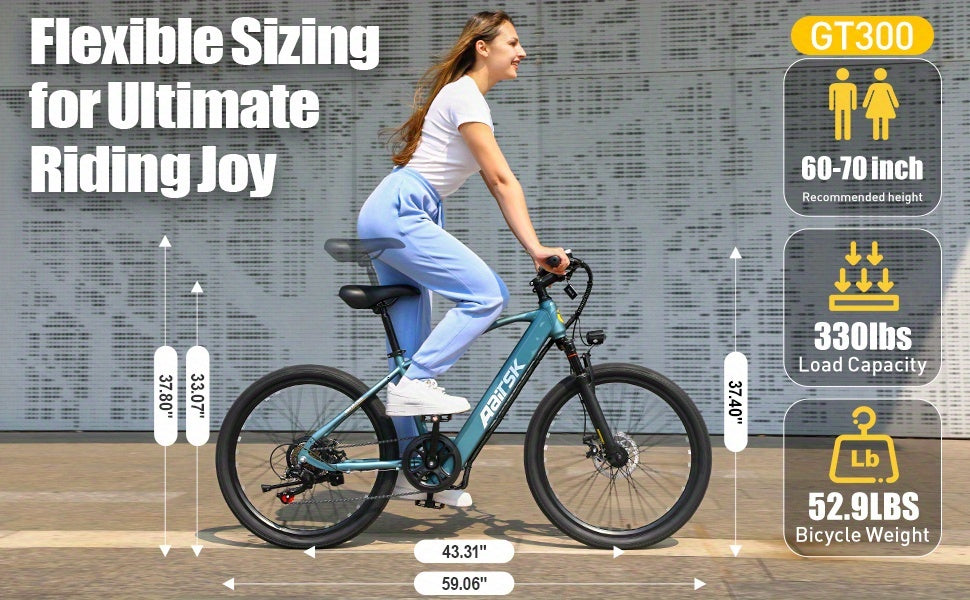 Aairsk Electric Bike 26inch, 25Mph Speed & Peak 748W Motor, 40 Miles Range &13Ah/10Ah Removable Battery, 21-Speed & Dual Suspension, Adult Teen Ebike Electric Mountain Bike, Electric Bike for Women, Electric Bikes for Men, Da