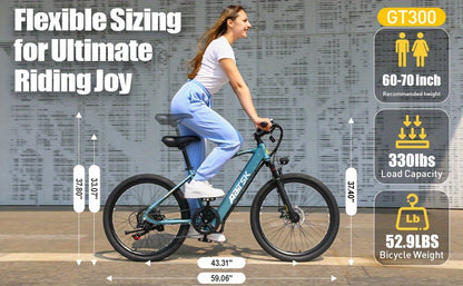 Aairsk Electric Bike 26inch, 25Mph Speed & Peak 748W Motor, 40 Miles Range &13Ah/10Ah Removable Battery, 21-Speed & Dual Suspension, Adult Teen Ebike Electric Mountain Bike, Electric Bike for Women, Electric Bikes for Men, Da