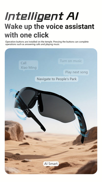 Wireless AI Smart Glasses with Polarized/Blue Light Filter & Built-in Mic/Speaker - Hands-Free Calling, 100+ Language Translation, Wireless Smart Glasses for Men & Women, Lightweight Comfort Fit, Music Playback, Ideal Gift fo