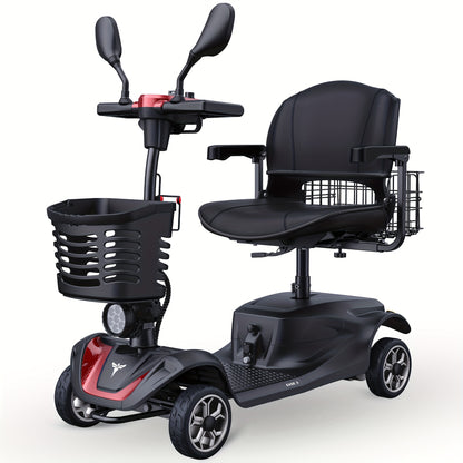 ENGWE Ease 3 4-Wheel Mobility Scooter, 250W Motor, 5, 6MPH Speed, 24V 12AH Battery, 330lbs Capacity, Solid 8"x3" Tires, 10° Incline Support, Rearview Mirrors, Dual Baskets, Cup Holder, Foldable & Adjustable Design, Safe, Sta