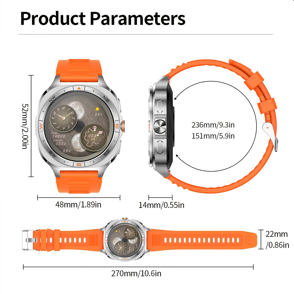 COIUSOR Men's Smartwatch with 360P IPS Display, GPS L1+L5 Dual-Frequency Positioning, wireless call sync SMS alerts 1.46-inch, Compass, Altitude, Air Pressure, 3D Dly Video Watch Face, 800mAh Rechargeable Battery, USB Chargin