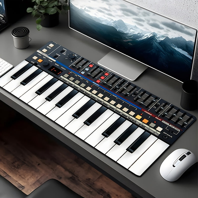 Extra Large Extended Synth Keyboard Mouse Pad - Non-Slip Desktop Mat (35.4x15.7 inches) - Full Keyboard Layout with Controls - Suitable for Music Producers, DJs, DAWs like Ableton