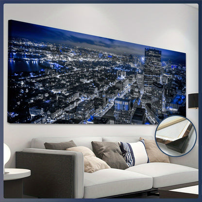 1pc Wooden Framed City View Painting Canvas, Good Gift for Friend, Pattern Art for Home Decoration, Wall Decor for Living Room, Bedroom, Office, Bar, Restaurant, Waterproof, Odorless Painting, High Quality Waterproof Framed,
