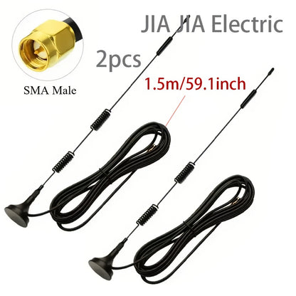 2pcs 4G LTE GSM Antenna, 5dBi, 700-2700MHz, Suction Cup Antenna with SMA Male Connector Signal Booster, Optional Cable Length: 59.06inch