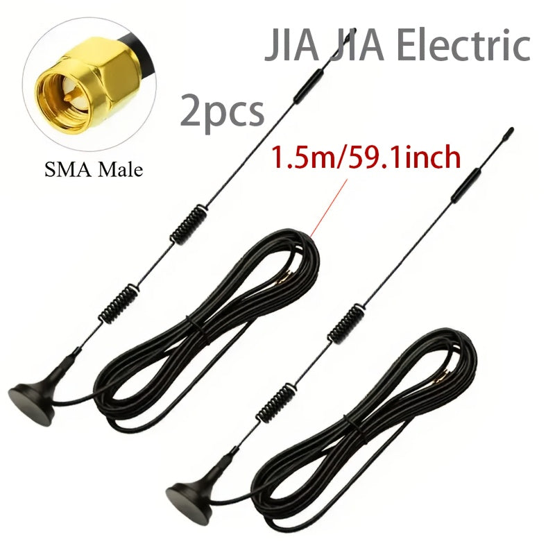 2pcs 4G LTE GSM Antenna, 5dBi, 700-2700MHz, Suction Cup Antenna with SMA Male Connector Signal Booster, Optional Cable Length: 59.06inch