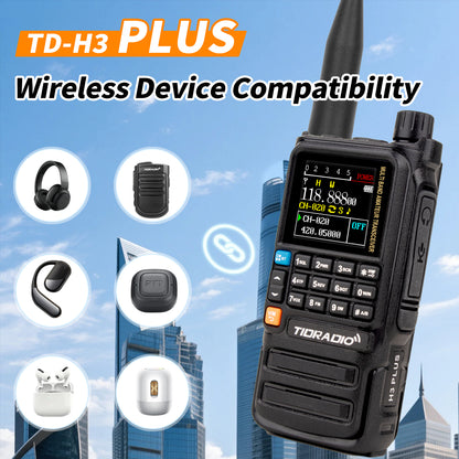 TIDRADIO H3 PLUS | Ham Radio Multi-Band Two-Way Radios with AM/ FM & Wireless Headset Compatibility | 5000km Long Range Walkie Talkies for Camping & Emergency