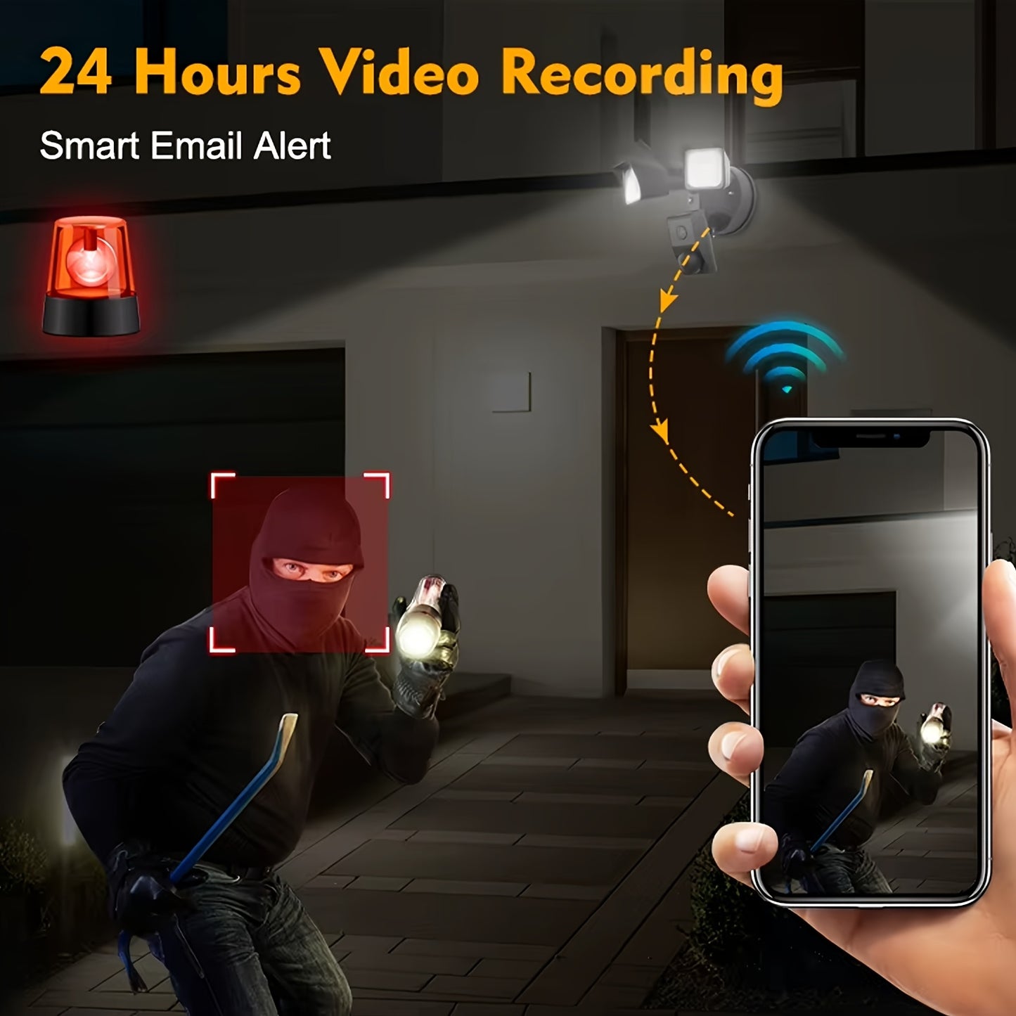 SUNAOK LED Smart Security Camera, 27W, 2300 Lumens, 5700K, IP65, 3 MegaPixel, HD Live View, 393.7inch Infrared Night Vision, Supports Two-way Voice & Human Shape Detection & CloudStorage, Enhanced Motion Detection, Built-in S