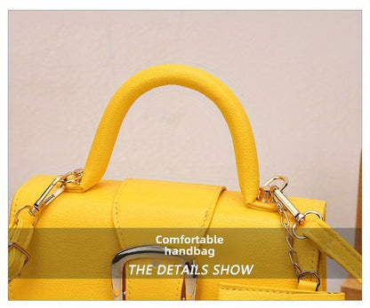 [Square Crossbody Bag] Women'S Small Square Crossbody Bag - Lightweight Synthetic Purse with Snap Closure, Compact Everyday & Formal Bag in Orange, Pink, Blue, Yellow, White, Black - Minimalist Chic Handbag for Women, Crossbo