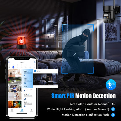 6pcs [10x Zoom] 360-degree Low-power Solar Panel Battery 2K FHD WiFi with Spotlight Alarm, Motion Detection, Color Night Vision, Two-way Audio And IP66Waterproof., Outdoor Surveillance, Smart Home Security, Modern Security, W