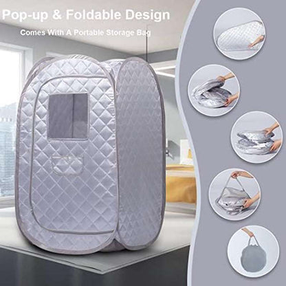 Smartmak Portable Sauna Tent | Foldable One Person Full Body Spa for Detox Therapy Without Steamer - Grey, Made of Polyethylene Terephthalate