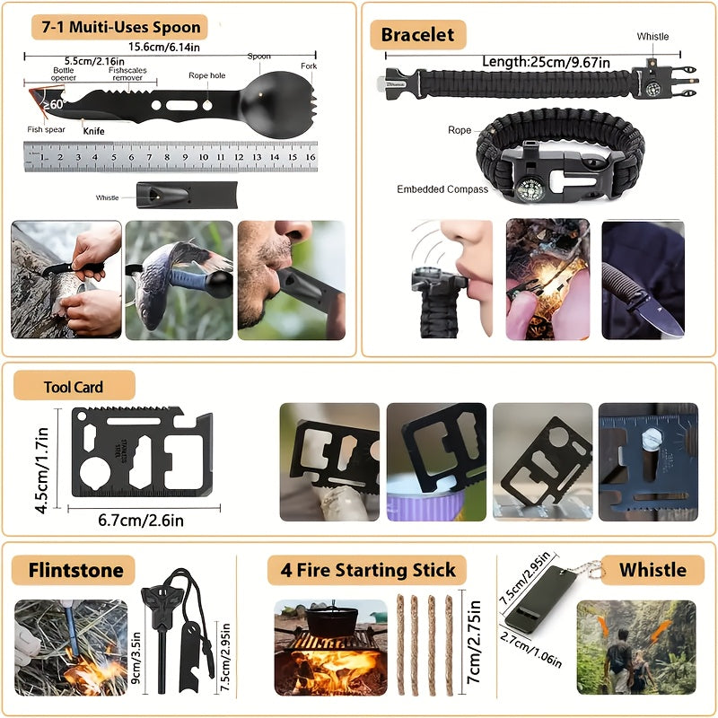 MOLLE System Survival & First Aid Kit - All-in-One Outdoor Emergency Gear with MOLLE-Compatible Backpack/Leg Strap Attachment, Heavy-Duty Supplies (Bandages, Tourniquet, Bleeding Control) for Camping, Hunting, Hiking -