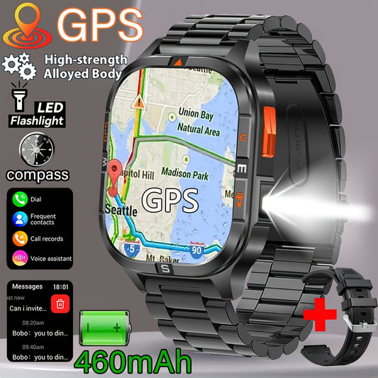 COIUSOR High Precision GPS Smartwatch with Wireless Calling, Compass & LED Flashlight, 2.01" IPS HD Display, 100+ Sports Modes, Dual GPS L1+L5, 100+ Watch Faces, Voice Assistant, Music Control, Durable Zinc Alloy Body, Valent