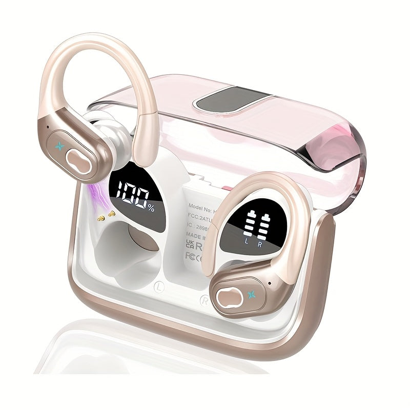 2025 New HD65 Endurance Wireless Headphones Aptkdoe Sports Cordless Headphones, Wireless 5.3 Headphones, 50H Stereo HD Microphone, LED Display, Sports/running Hook Cordless Headphones, Long Life, Intelligent Noise Reduction