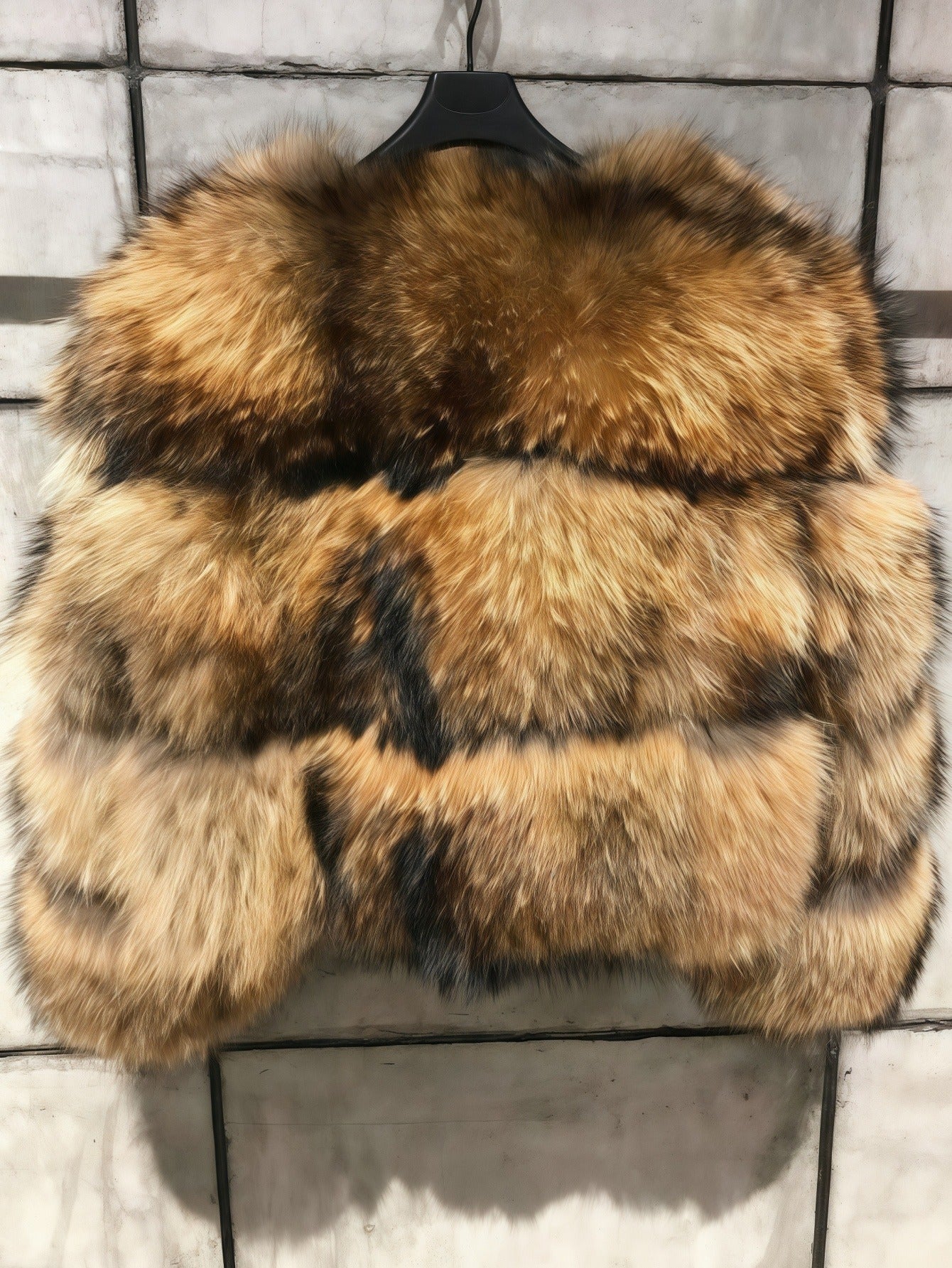 GlOURI Women's Brown Faux Fur Cropped Jacket - Luxurious Plush Oversized Vegan Coat, H-Line Short Winter Jacket for Parties, Evening Events & Streetwear | Hand Washable Non-Stretch Outerwear