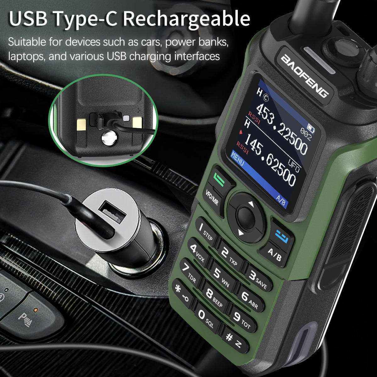 BaoFeng UV-21R Ham Radio Handheld Two-Way Radio - Long Range UHF/VHF Dual Band Walkie Talkie with Type-C Charging, 999 Channels, NOAA Weather Alerts, USB/Battery Powered, Compatible with UV-5R - for Camping, Construction, Eve