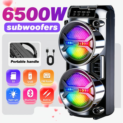 6500W Bass Outdoor Wireless Speaker, Portable Wireless Speaker, Built-in Rechargeable Battery, Dual Bass Speakers For Powerful Deep Bass Stereo, High-volume Party Sound System, The Best Valentine'S Day Gift For Your Partner