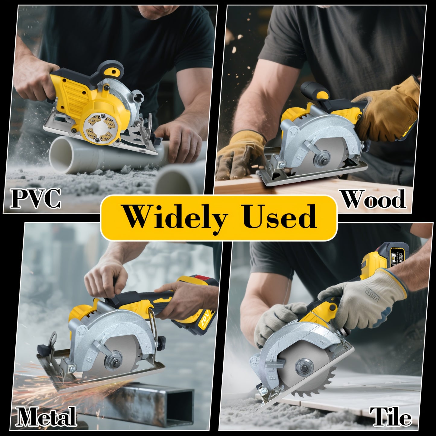 5 Inch Brushless Cordless Circular Saw, 2*3Ah Battery Powered, Adjustable Depth And Angle (0-45°), Four 5-inch Saw Blades, 6900RPM Power Wood Saw with Brushless Motor & Dijital Display, Portable for Wood, Metal, DIY Projects