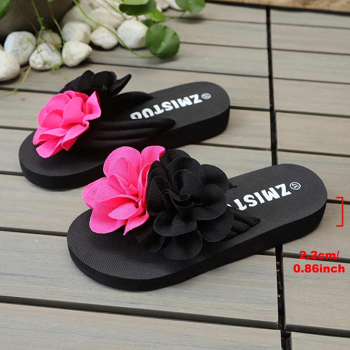 Women's Slip-On Floral sandal - Slipresistant Rubber Sole, Pink & Yellow Floral pattern, Cushioned insole - All-Season Beach, Casual, Formal Footwear - Easy-Clean Women's Shoes