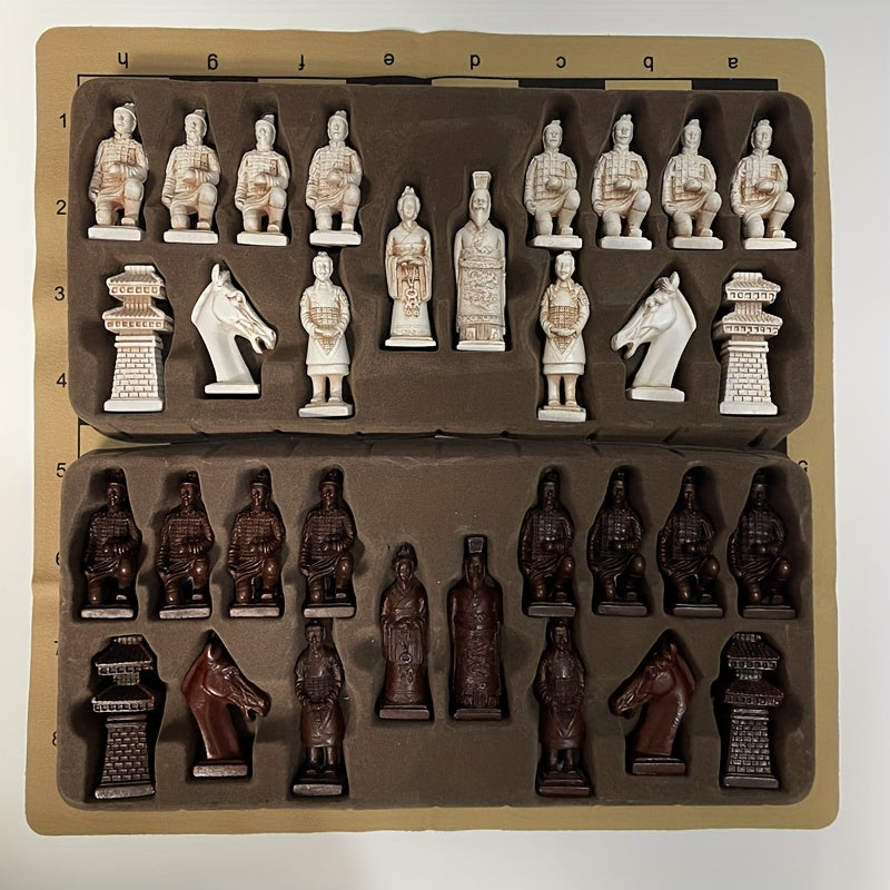 Super large chess deliberately made old character shape Cotta Warriors weighted chess board 43cm/16.93inch creative entertainment games Christmas various holiday gifts