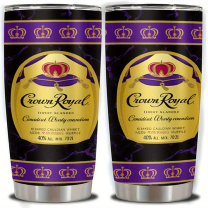 1pc 20oz Crown Royal Whiskey-Themed Stainless Steel Tumbler, Leakproof, Insulated, Non-Slip, Shatterproof, Perfect for Christmas, Halloween, Valentine's Day, Easter, Thanksgiving - Portable and Durable Whiskey Accessory