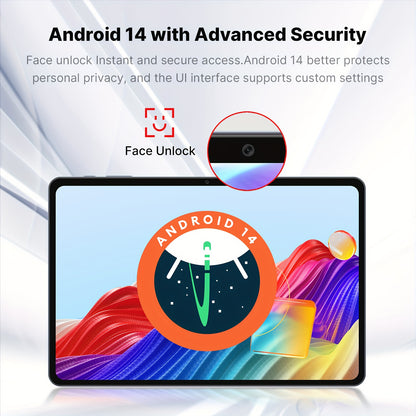 SUXI 2025 New 4G LTE Android 14 Tablet with Calling Capabilities, 10.1-inch FHD In-cell Screen, Octa-core Chip, 12GB RAM + 128GB Storage (expandable Up to 2TB), 5G Wi-Fi, Dual Cameras. Suitable for Gaming, Office Work, Studyi