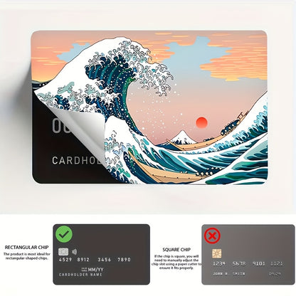 4pcs of exquisite wave-shaped decorative stickers - Personal bank card privacy light beige card sleeve protection stickers - Suitable for credit cards and bank cards, durable and scratch-resistant, a cool and unique gift,  Vi