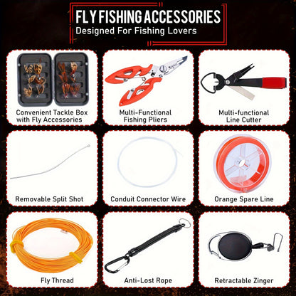 Sougayilang Ultimate Fly Fishing Kit - 4-Section Rod, 5/6 Reel, Line & Accessories for Freshwater Streams - Ideal for Beginners & Experienced Anglers - Perfect Gift for Fishing Enthusiasts