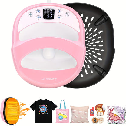 Upgraded 12"x10" / 7"x5" Portable T-Shirt Heat Press Machine, Mini Sublimation Printer with Transfer Paper for HTV Vinyl DIY Christmas Gift - Print on Shirts, Hats, Bags, Pillows, Aprons, Mousepads, Masks, Sneakers & Phone Ca