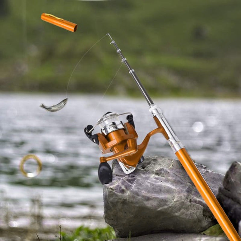 Mini Pen Fishing Rod, 8 inch Portable Rotating Wheel with Reel for Outdoor Fishing