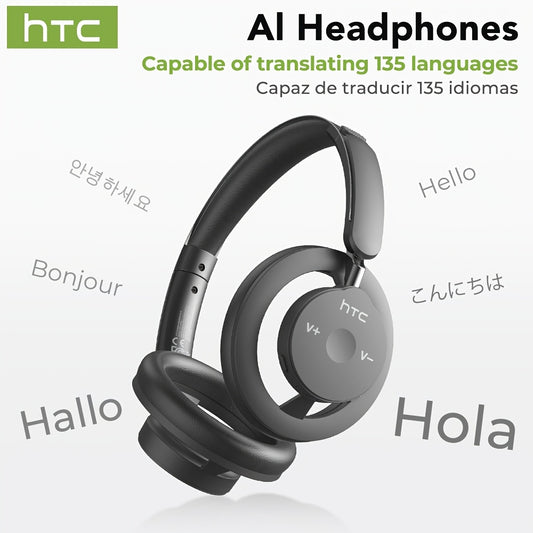 1pc HTC HP06 OWS Translation Headset: Real-Time Face-to-Face Translation in 135 Languages, Wireless Wireless Headphones with Call Noise Cancelling, Long-Lasting Battery, Lightweight Over-Ear design for Gaming, Travel, Busines