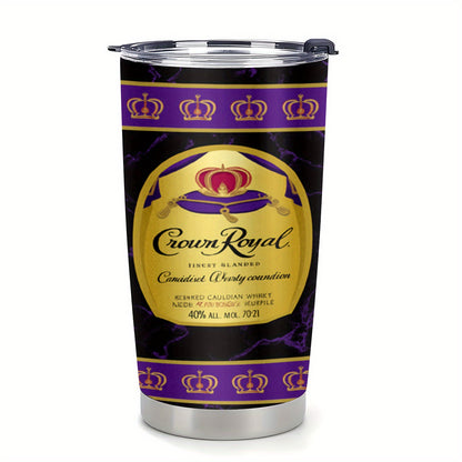 1pc 20oz Crown Royal Whiskey-Themed Stainless Steel Tumbler, Leakproof, Insulated, Non-Slip, Shatterproof, Perfect for Christmas, Halloween, Valentine's Day, Easter, Thanksgiving - Portable and Durable Whiskey Accessory