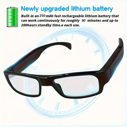 1pc Smart Glasses with Camera, 1080P HD Camera, Digital Video Recorder Camcorder Eye Protection DV Camera glasses Video glasses, Recording Portable Camera Ultra Clear Camera Glasses with 64GB Memory Card, Long-lasting battery